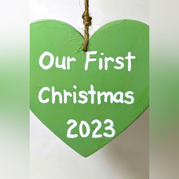 ORIGINAL Hand Painted Santa and Mrs. Claus 1st Christmas Together Tree Ornament - Picture 5 of 8